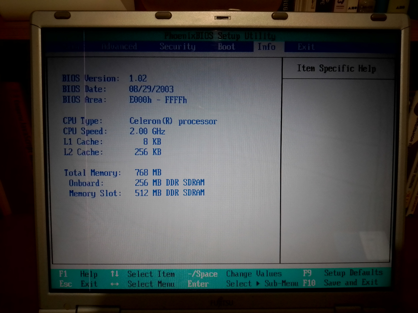 Fujitsu FMV-Biblo NB53E: BIOS Info