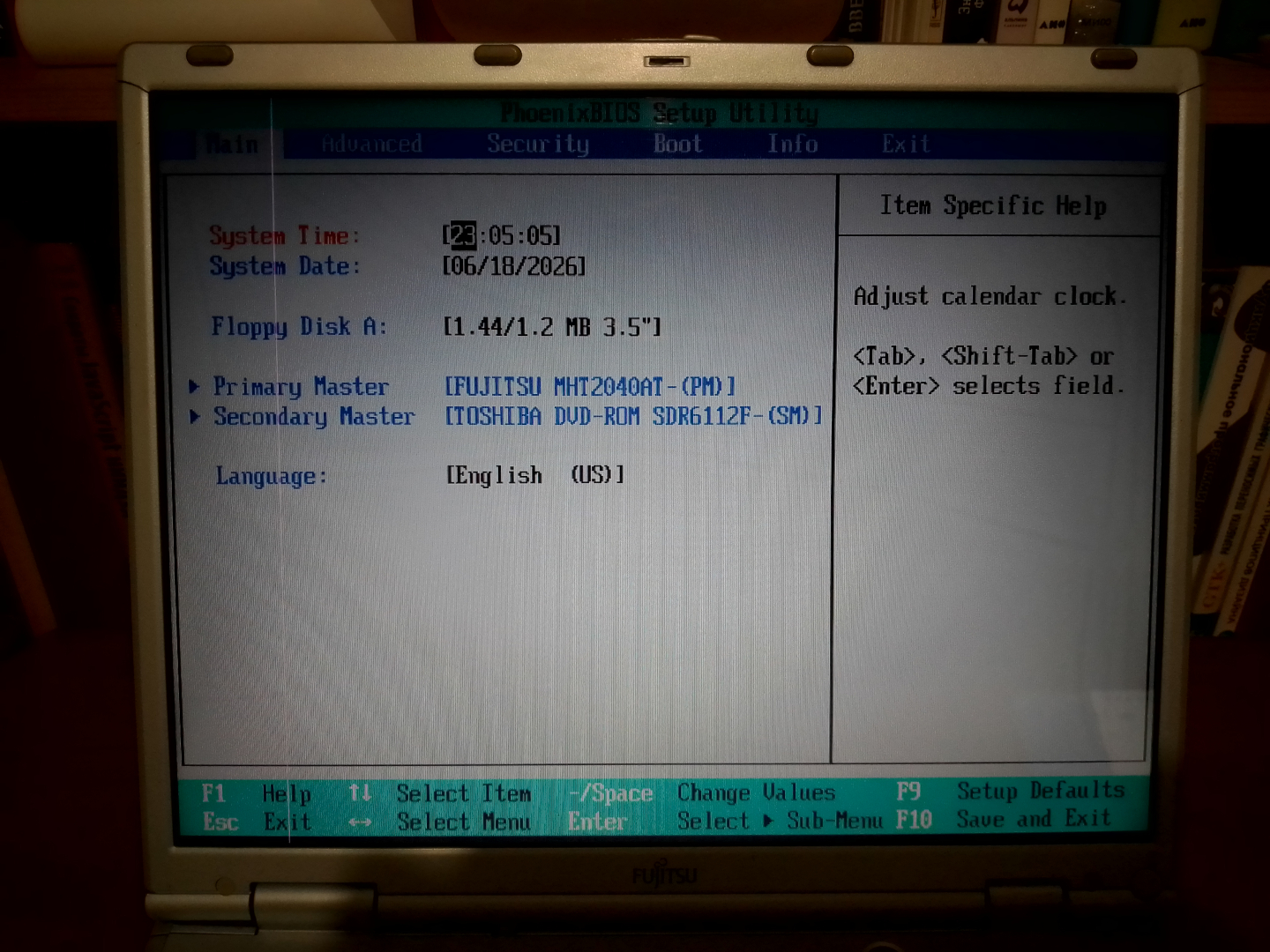 Fujitsu FMV-Biblo NB53E: BIOS Main