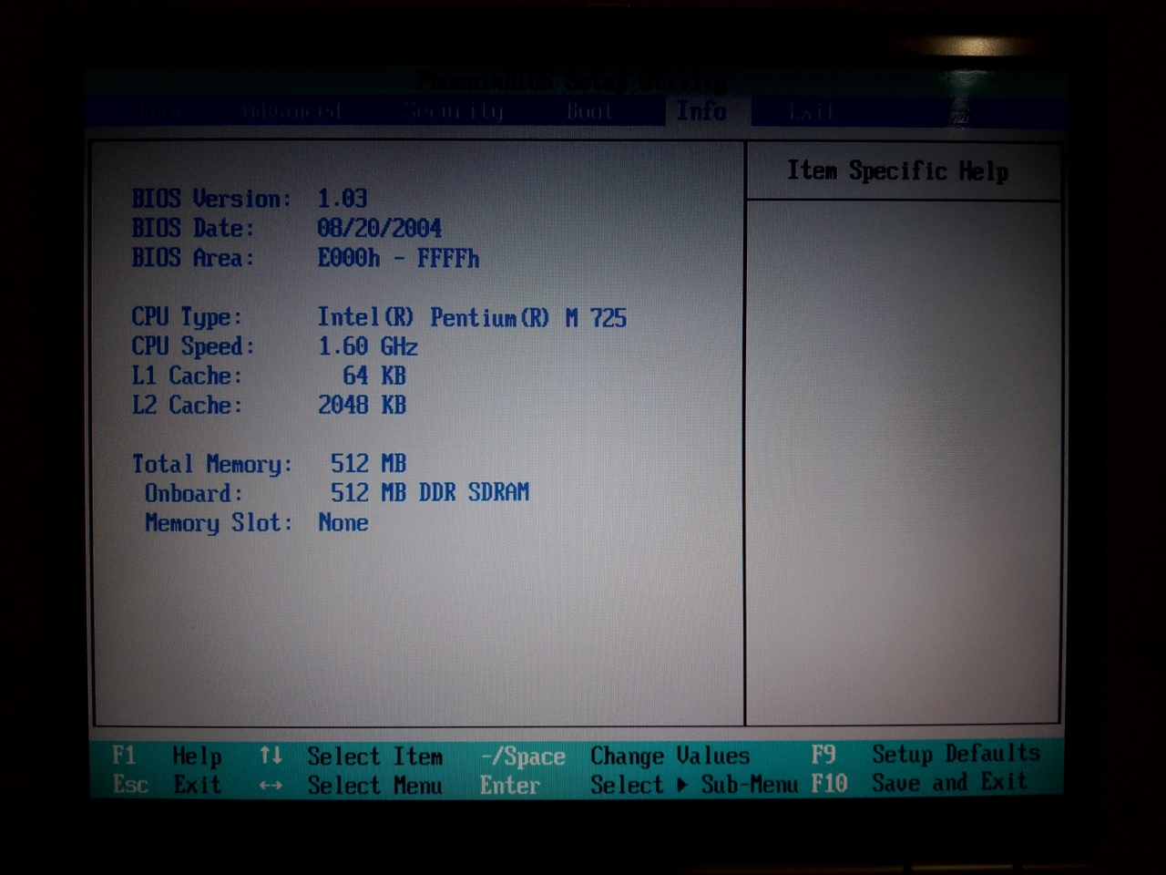Fujitsu FMV-Biblo NB75J: информация в BIOS