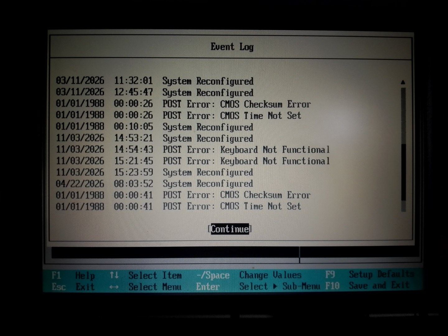 Fujitsu-Siemens LifeBook S6120: конец лога BIOS