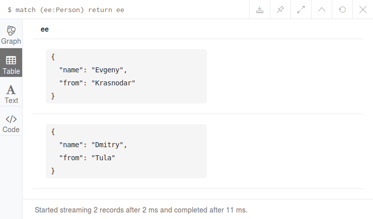 Neo4j Browser: edges match result