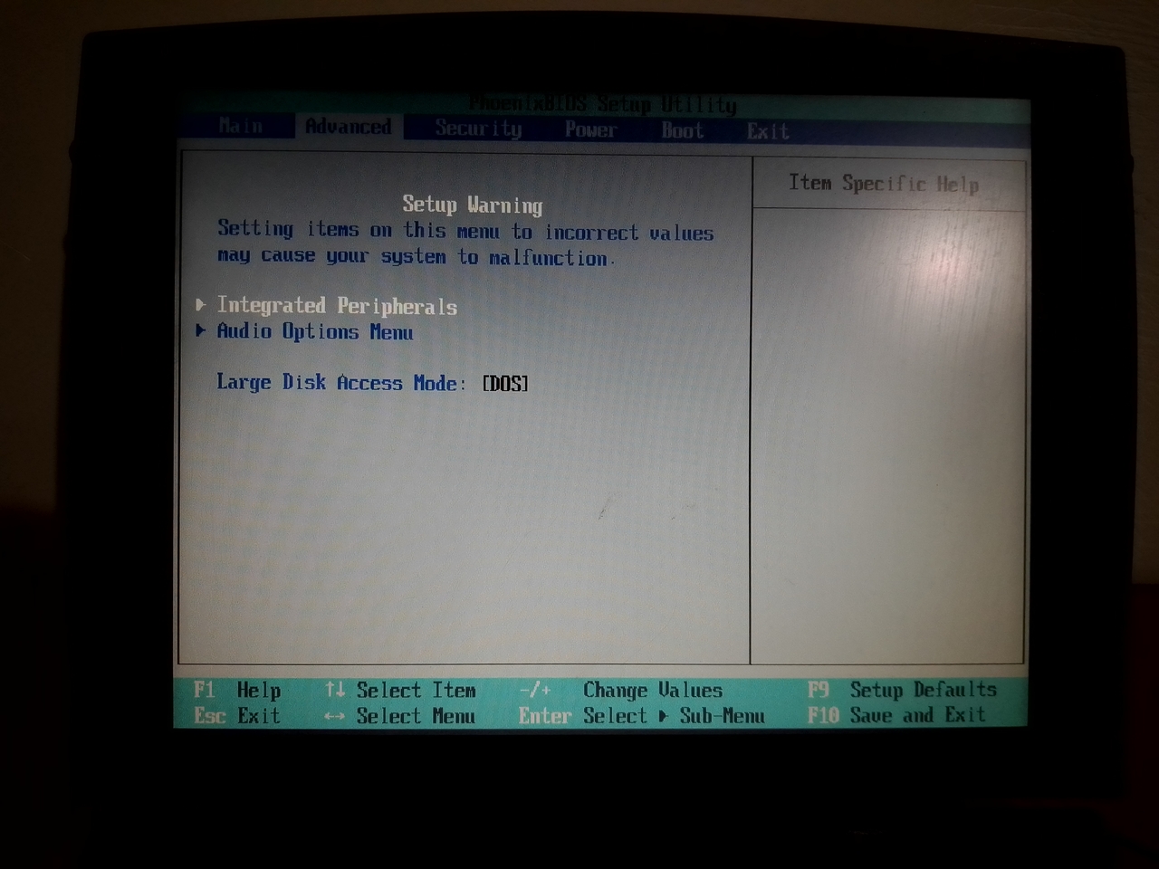 Compaq Presario 1250: BIOS, продвинутые настройки