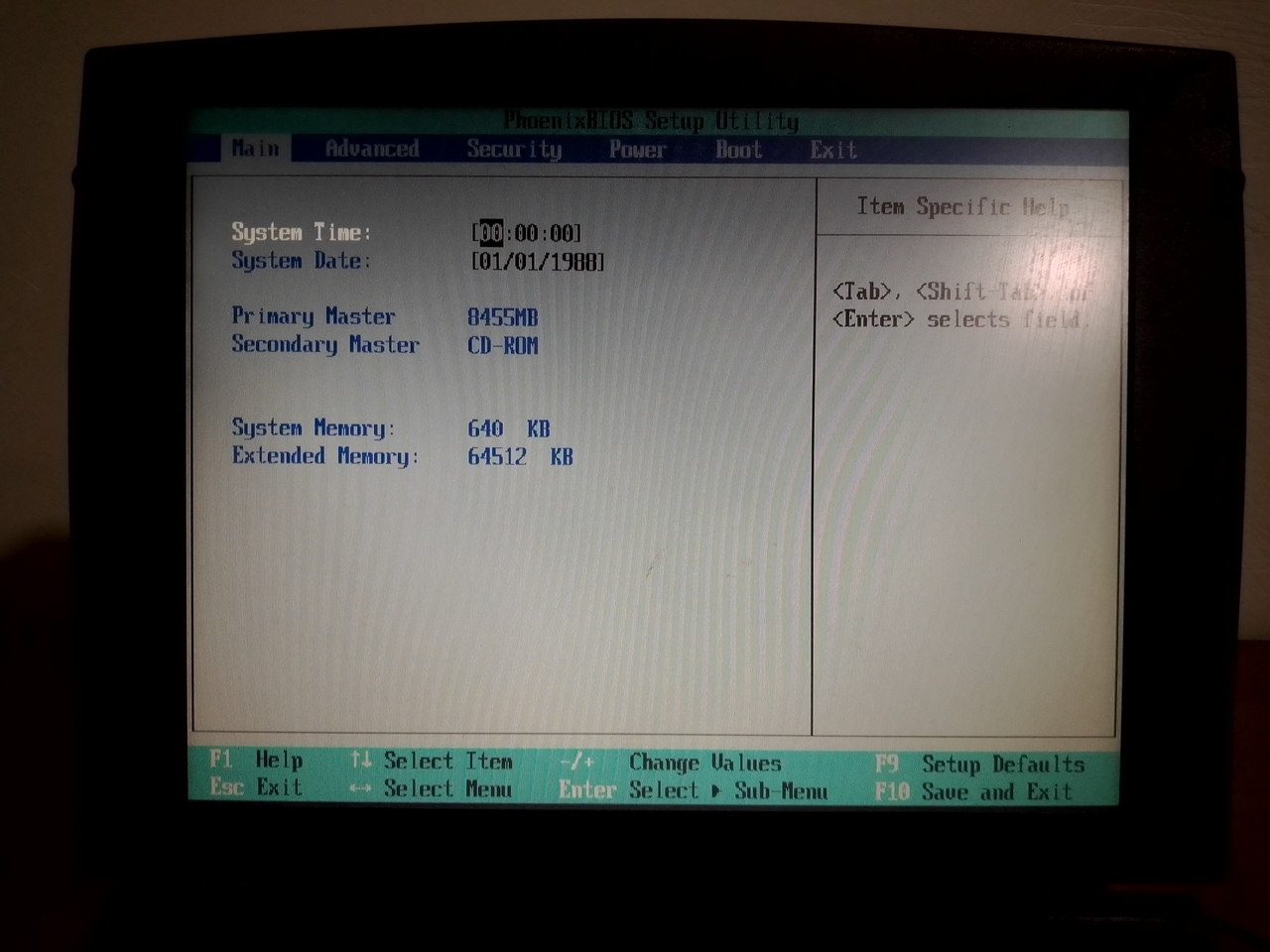 Compaq Presario 1250: BIOS, главный экран